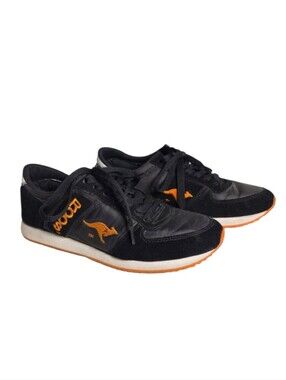 KangaROOS Combat Basic Sneaker Black Orange Low-Top Runner Hidden Pocket Size 9